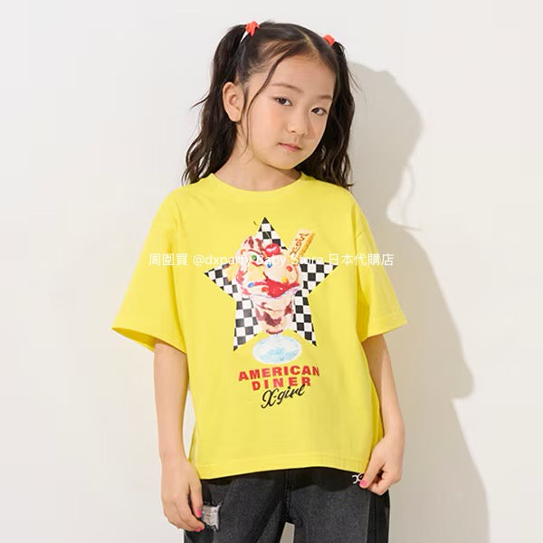 Japanese children's clothing X-girl Stages ice cream print top 80-140cm girls summer TOPS