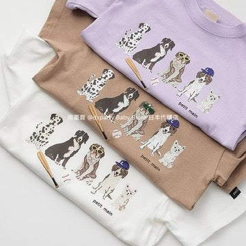 Japanese children's clothing pe#main anti-fouling series dog print top 80-130cm boys' summer TOPS