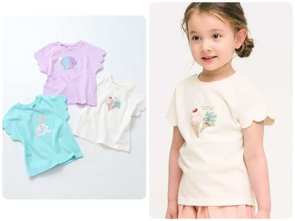 Japanese children's clothing apres les cours cute pattern tops 80-140cm girls summer TOPS