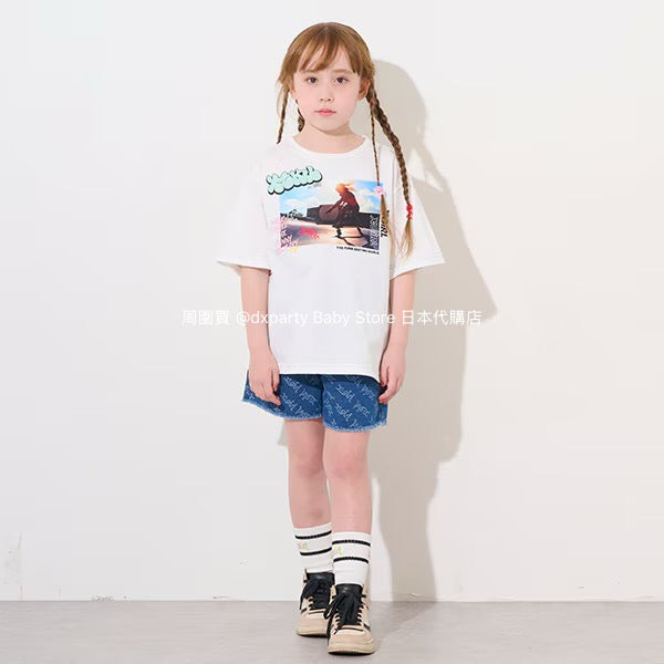 Japanese children's clothing X-girl Stages tassel denim shorts 90-140cm girls summer PANTS