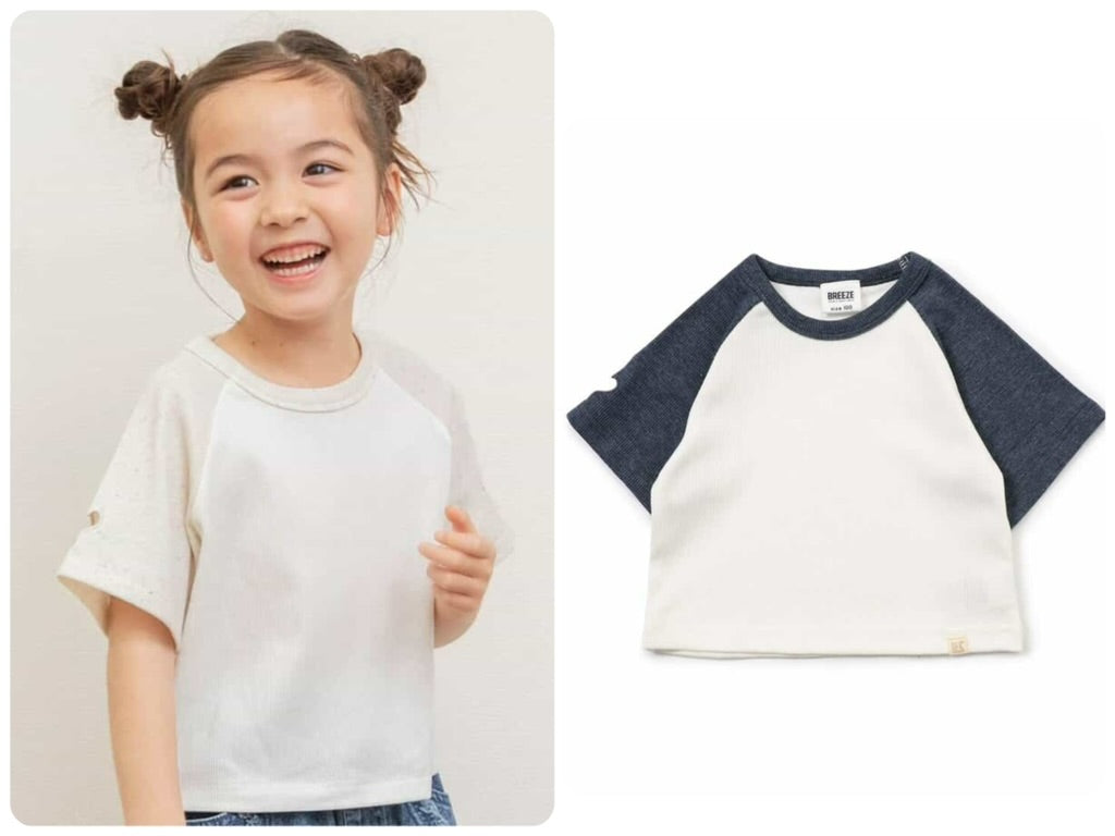Japanese children's clothing BREEZE heart sleeve top 80-140cm girls summer TOPS