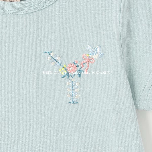 Japanese children's clothing pe#main embroidered English lettering top 80-130cm girls summer TOPS
