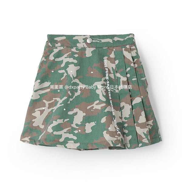 Japanese children's clothing X-girl Stages rivet side pleat skirt 90-140cm girls summer SKIRTS