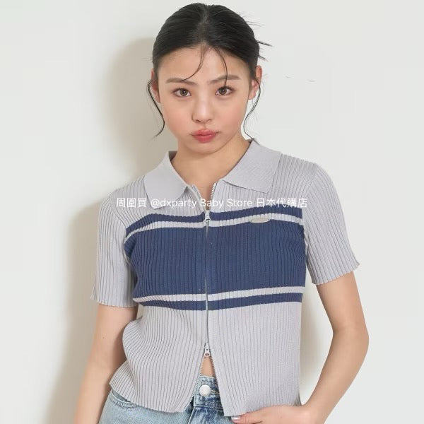 Lovetoxic Japanese Children's Clothing Zipper Cropped Top 140-160cm Girls Summer TOPS OUTERWEAR
