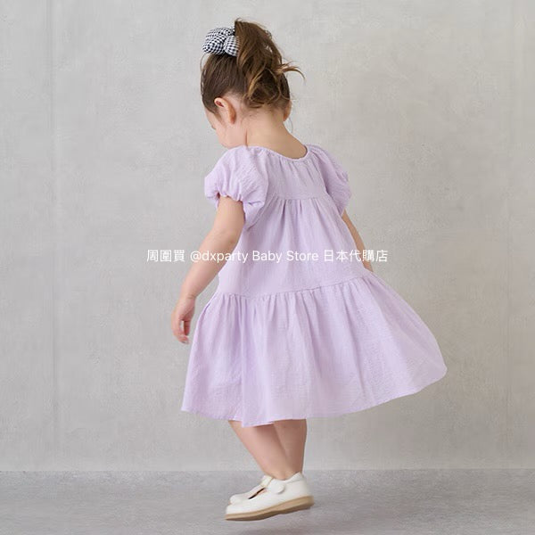Japanese children's clothing pe#main cool-to-touch, quick-drying lantern-sleeve dress (80-130cm) for girls (summer dresses)