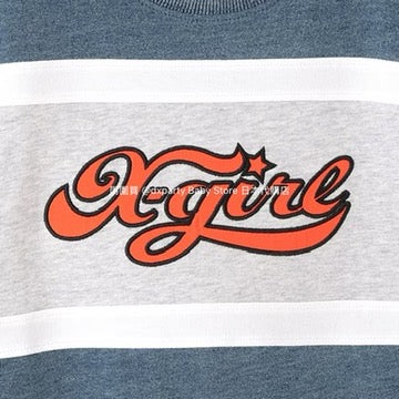 Japanese children's clothing X-girl Stages contact cool color block logo print top 80-140cm girls summer TOPS