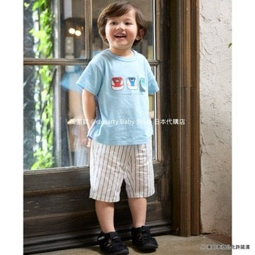 Japanese children's clothing pe#main x Shinkansen badge top 80-130cm boys' summer TOPS railway series