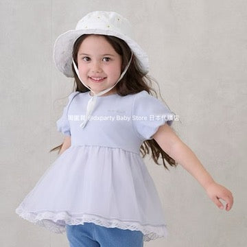 Japanese children's clothing pe#main ruffled mesh top 80-130cm girls summer TOPS