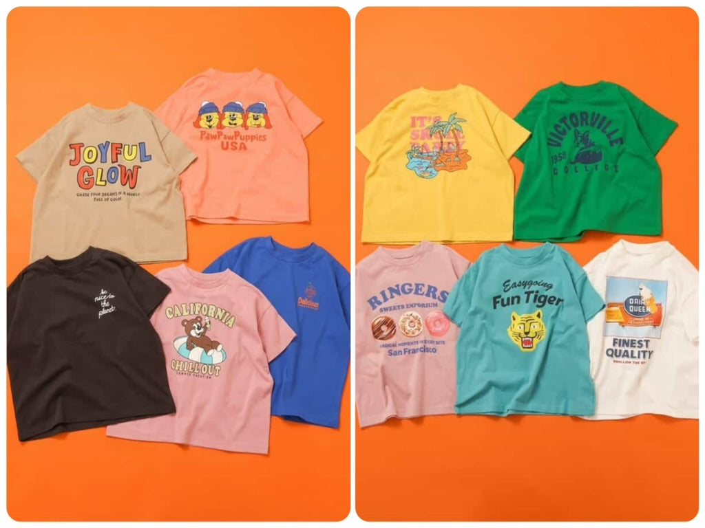 Japanese children's clothing BREEZE multi-color printed tops 90-150cm boys/girls summer TOPS