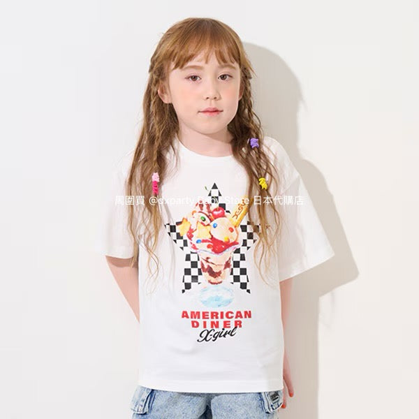 Japanese children's clothing X-girl Stages ice cream print top 80-140cm girls summer TOPS