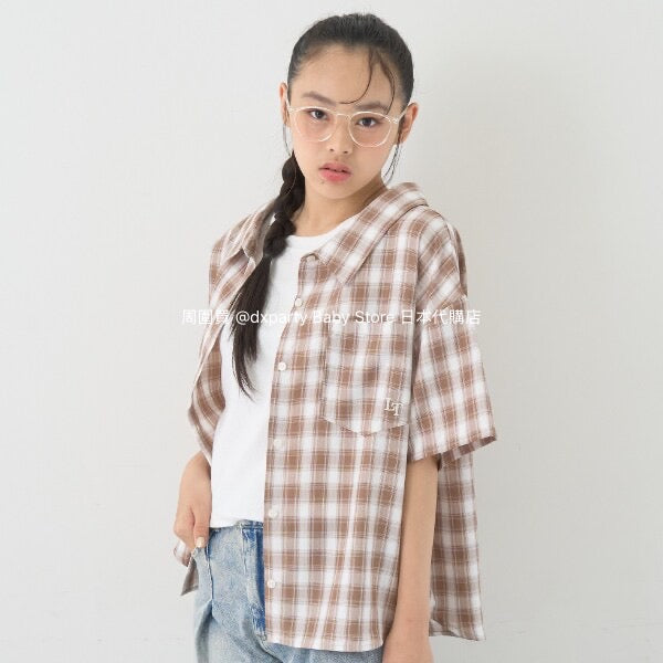 Lovetoxic Japanese children's clothing fake two-piece off-the-shoulder shirt 130-160cm girls summer TOPS