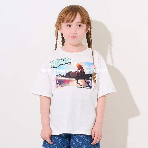 Japanese children's clothing X-girl Stages skateboard girl photo print top 80-140cm girls summer TOPS