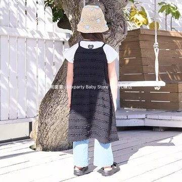 Japanese children's clothing Ly# mine lace camisole dress 100-150cm girls summer dresses