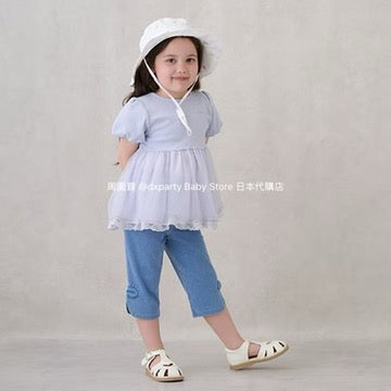 Japanese children's clothing pe#main ruffled mesh top 80-130cm girls summer TOPS