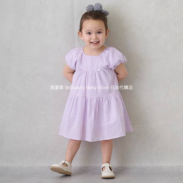 Japanese children's clothing pe#main cool-to-touch, quick-drying lantern-sleeve dress (80-130cm) for girls (summer dresses)