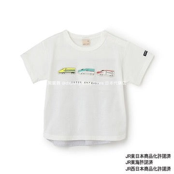 Japanese children's clothing pe#main x Shinkansen badge top 80-130cm boys' summer TOPS railway series