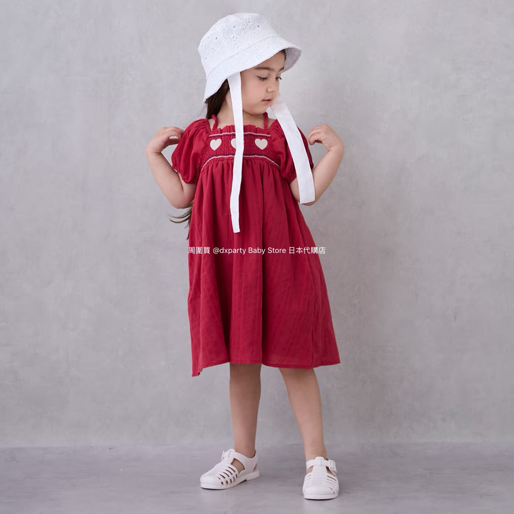 Japanese children's clothing pe#main Heart embroidered dress 80-130cm Girls' summer dresses