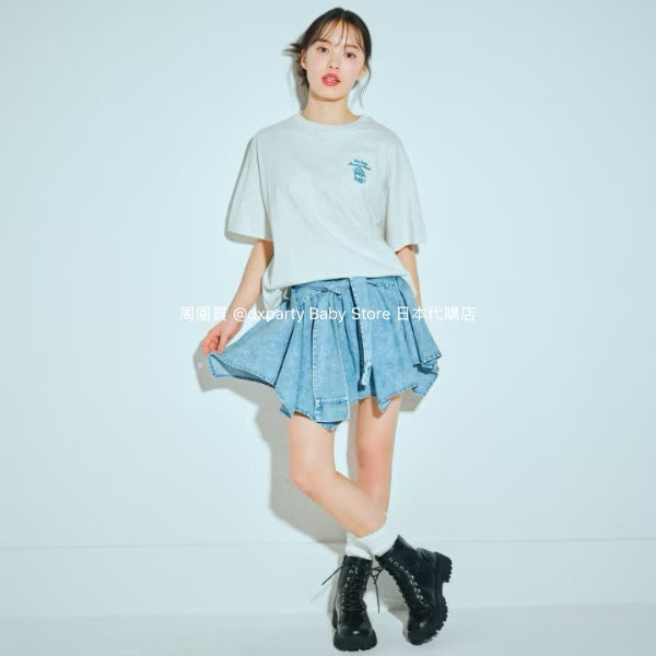 Lovetoxic Japanese children's clothing shirt wrap denim culottes 140-170cm girls summer PANTS