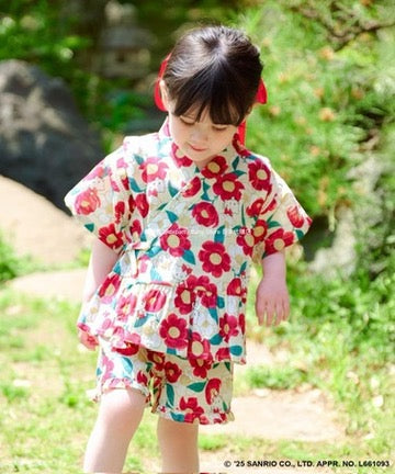 Japanese children's clothing aF#a325 x Sanrio Jinbei Japanese Kimono 90-130cm Girls Summer TOPS PANTS Japanese Summer Festival Special