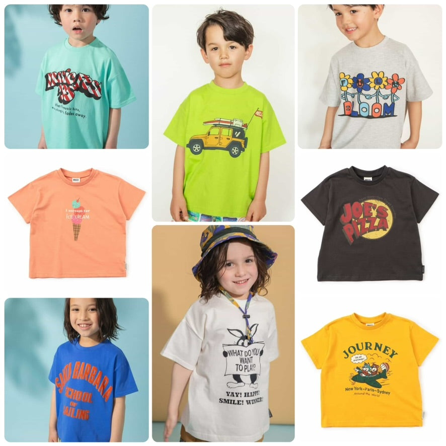Japanese children's clothing BREEZE printed short-sleeved tops 80-150cm boys/girls summer TOPS