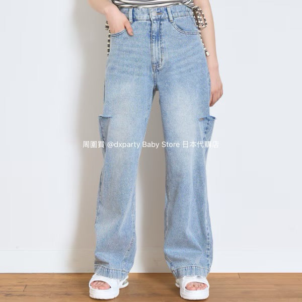 Lovetoxic Japanese children's clothing ripped jeans wide-leg pants 140-170cm girls summer PANTS