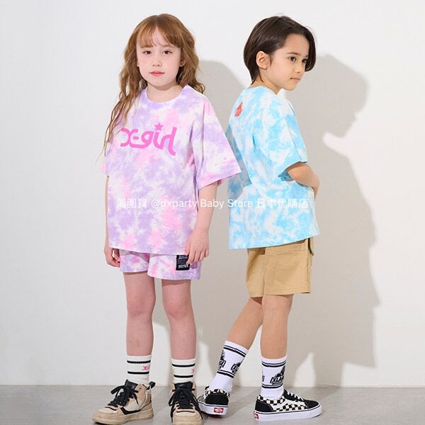 Japanese children's clothing X-girl Stages tie-dye print top 80-140cm girls summer TOPS