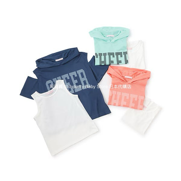 Lovetoxic Japanese children's clothing hooded off-the-shoulder top and vest set 140-160cm girls summer TOPS