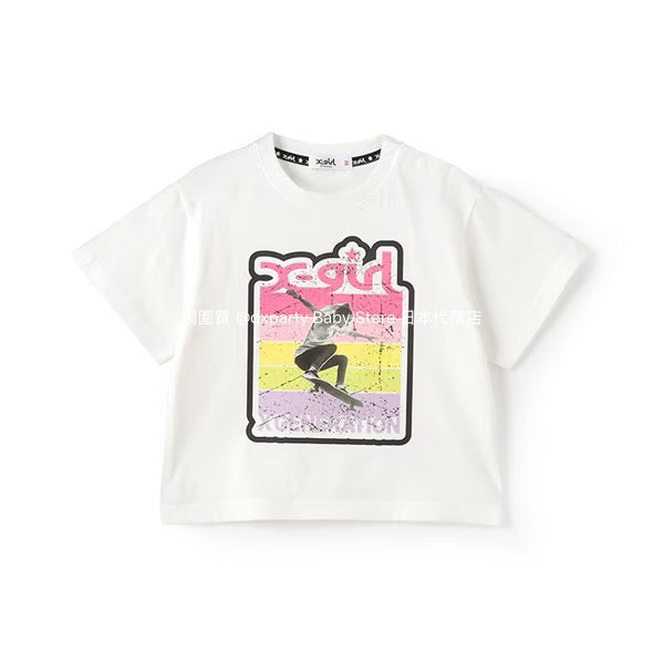 Japanese children's clothing X-girl Stages skateboard girl print top 90-140cm girls summer TOPS
