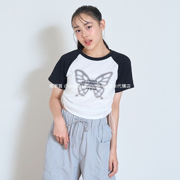 Lovetoxic Japanese children's clothing short print top 130-170cm girls summer TOPS