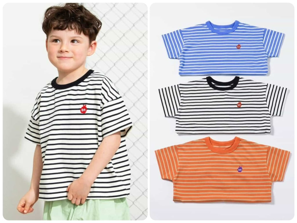 Japanese children's clothing BREEZE loose striped top 80-150cm boys' summer TOPS