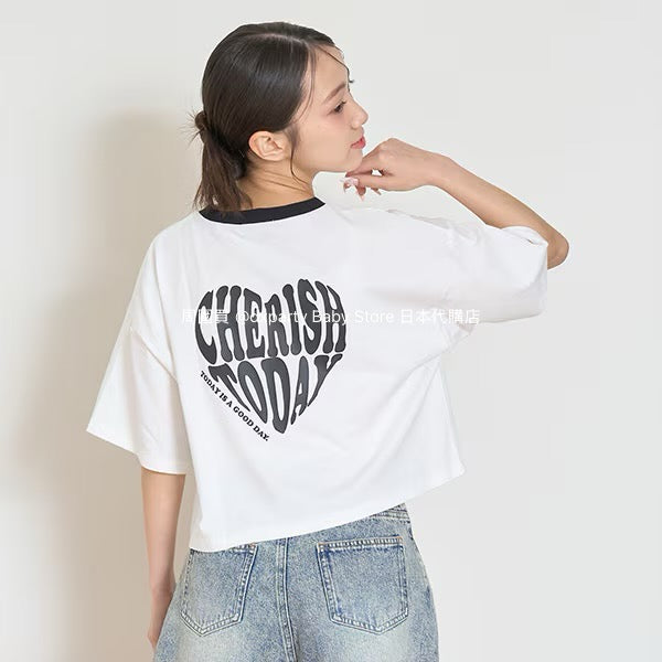 Lovetoxic Japanese children's clothing heart-shaped letter print top 140-170cm girls summer TOPS