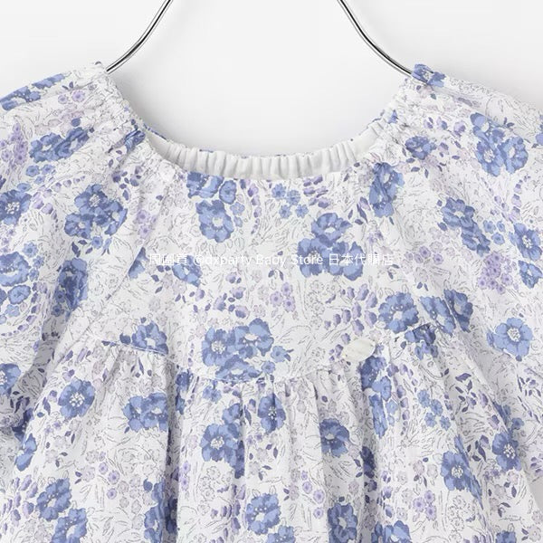 Japanese children's clothing pe#main cool-to-touch, quick-drying lantern-sleeve dress (80-130cm) for girls (summer dresses)