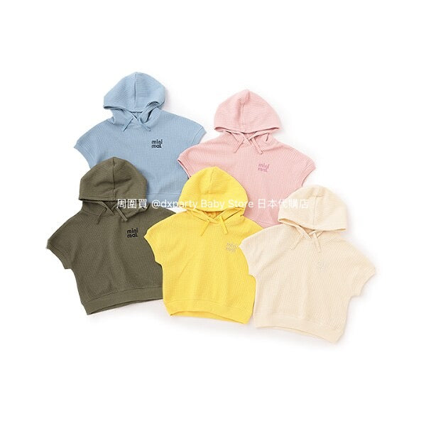 Japanese children's clothing mini#ML waffle hooded top 90-140cm boys/girls summer TOPS