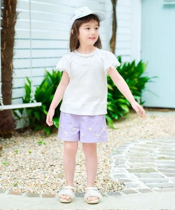 Japanese children's clothing aF#a325 mesh sleeve top 100-160cm girls summer TOPS