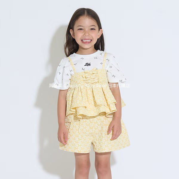 Japanese children's clothing Ly# mine tank top and shorts set 100-150cm girls summer TOPS PANTS