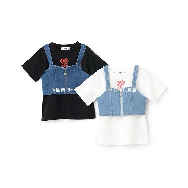 Japanese children's clothing X-girl Stages top denim vest two-piece set 90-140cm girls summer TOPS