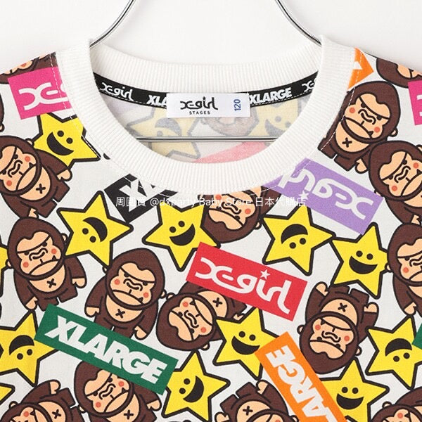 Japanese children's clothing X-girl Stages gorilla print top 80-140cm girls summer TOPS