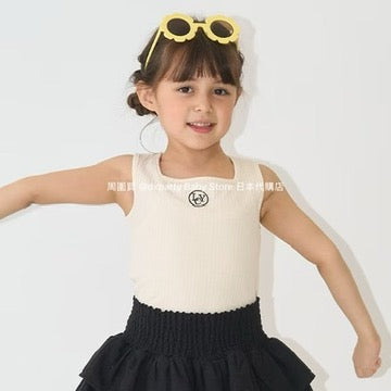 Japanese children's clothing Ly# mine square neck vest 100-150cm girls summer TOPS