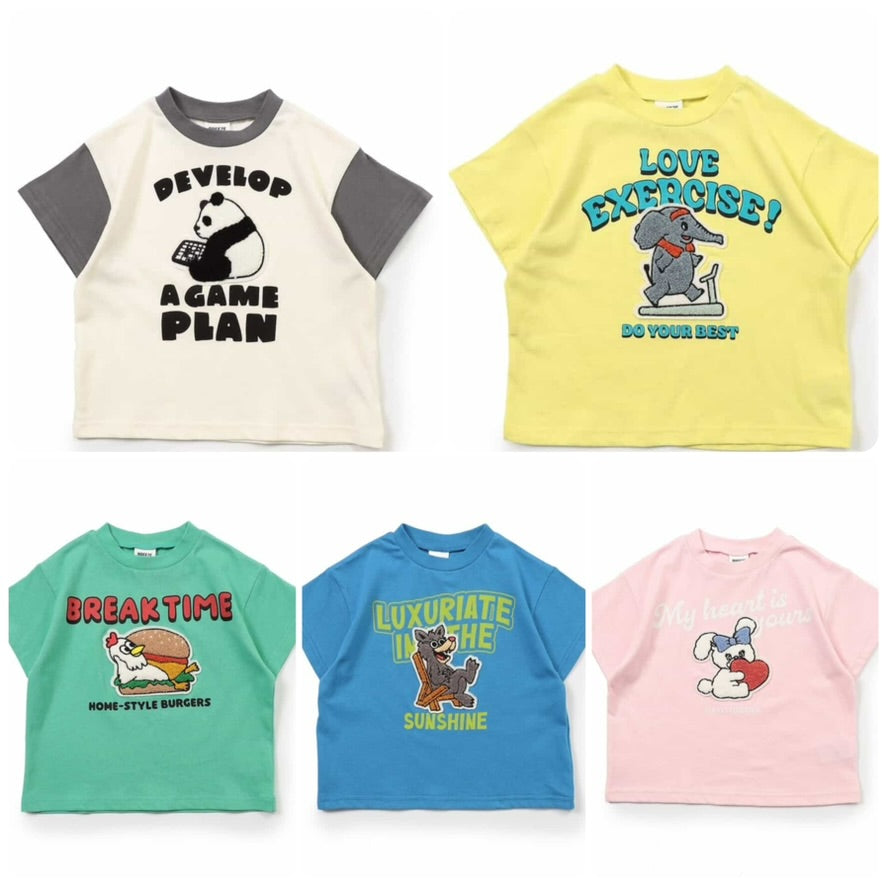 Japanese children's clothing BREEZE fur pattern top 80-140cm boys/girls summer TOPS