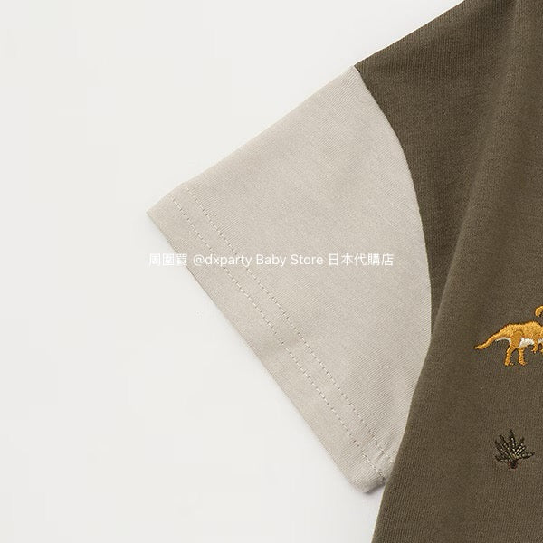 Japanese children's clothing pe#main dinosaur embroidered top 80-130cm boys' summer TOPS