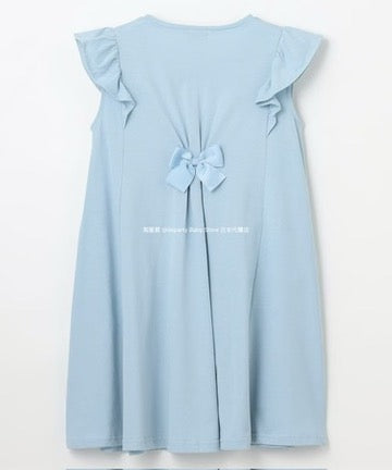 Japanese children's clothing aF#a325 small flying sleeve waist bow dress 90-160cm girls summer dresses