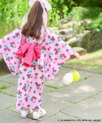 Japanese children's clothing aF#a325 x Sanrio 2Way Yukata Japanese Kimono 110-150cm Girls Summer Outerwear Skirts Japanese Summer Festival Special