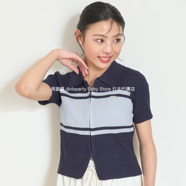 Lovetoxic Japanese Children's Clothing Zipper Cropped Top 140-160cm Girls Summer TOPS OUTERWEAR