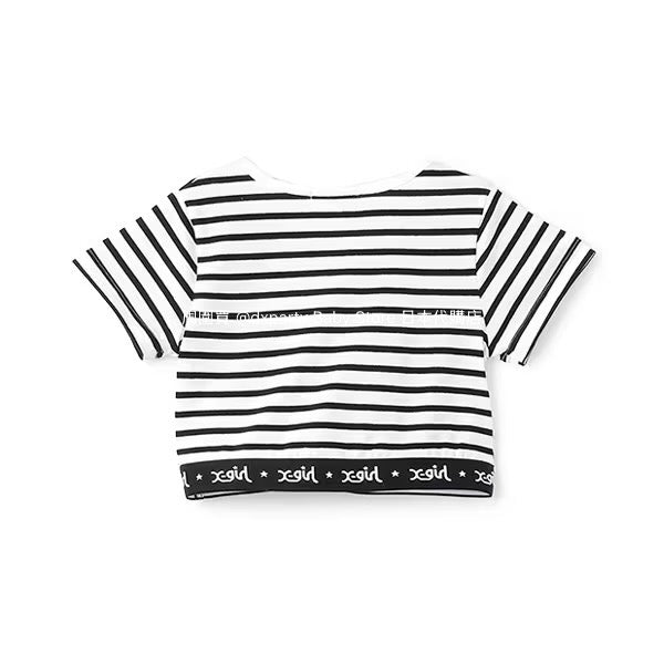 Japanese children's clothing X-girl Stages striped cropped top 90-140cm girls summer TOPS