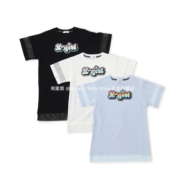 Japanese children's clothing X-girl Stages mesh patchwork dress 80-140cm girls summer dresses