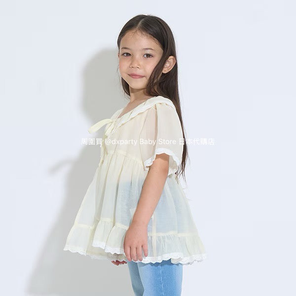 Japanese children's clothing Ly# mine chiffon coat shirt 100-150cm girls summer TOPS OUTERWEAR