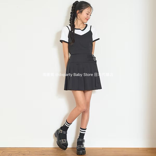 Lovetoxic Japanese Children's Clothing Suspender Skirt Two-Piece Set 140-160cm Girls Summer TOPS SKIRTS
