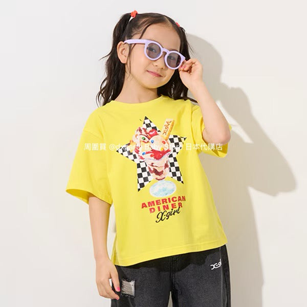 Japanese children's clothing X-girl Stages ice cream print top 80-140cm girls summer TOPS