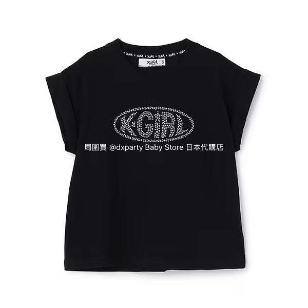 Japanese children's clothing X-girl Stages rhinestone print top 90-140cm girls summer TOPS