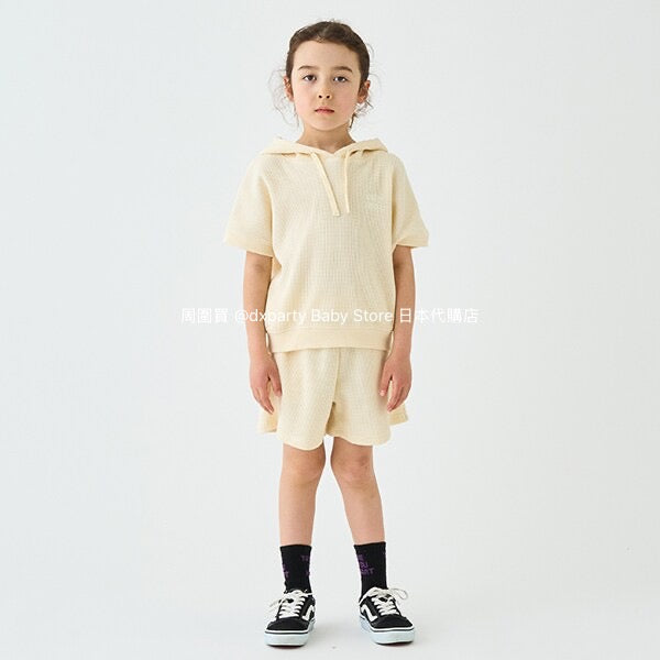Japanese children's clothing mini#ML waffle hooded top 90-140cm boys/girls summer TOPS
